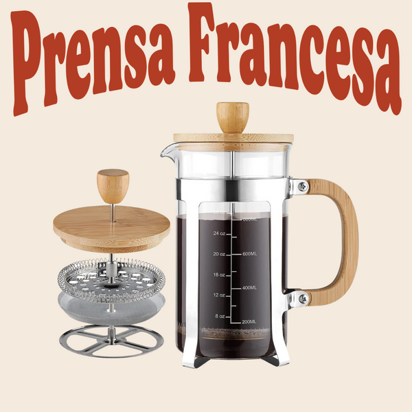 CAFETERA PRENSA FRANCESA BAMBU CRISTAL ACERO INOXIDABLE 1 L